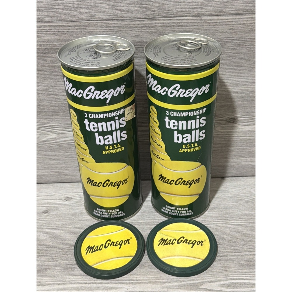 Vintage Lot of 2 MacGregor Tennis Balls 1984 Sealed Tins 3 Championship Each